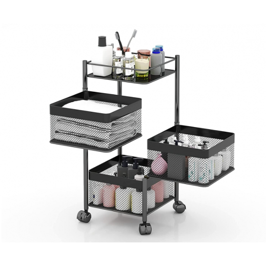 سلة تخزين 3 أرفف ثابتة لا تدور 27 × 26 × 63.5 سم