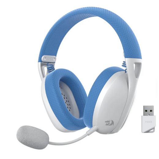 ريدراجون سماعة رأس الألعاب ايري برو الترا لايت لاسلكية بصوت محيطي 7.1 – أبيض وأزرق  - يتم التوصيل بواسطة Taw9eel within 1 working day 