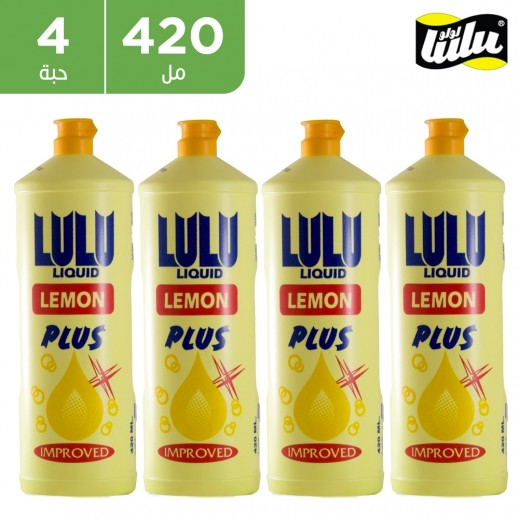 لولو - سائل غسيل الصحون برائحة الليمون - 4 × 420 مل  - يتم التوصيل بواسطة توصيل فاست