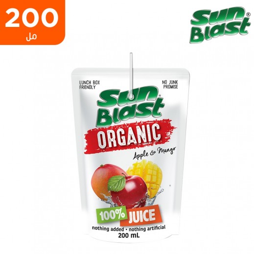 صن بلاست - عصير تفاح و مانجو عضوي 100٪ بدون سكر مضاف 200 مل - يتم التوصيل بواسطة توصيل فاست