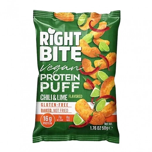 بايت آند مور بروتين باف بنكهة الفلفل الحار والليمون نباتية وخالية من الغلوتين 50 جم - يتم التوصيل بواسطة توصيل فاست