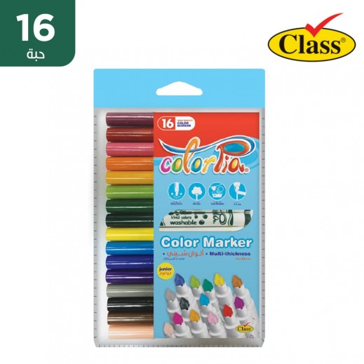 كلاس أقلام تلوين كولوربيا 16 قلم صغير قابل للغسل