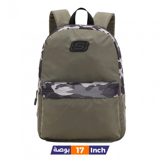 سكتشرز حقيبة ظهر بطبعة كامو كاكي - 17 بوصة - يتم التوصيل بواسطة توصيل فاست