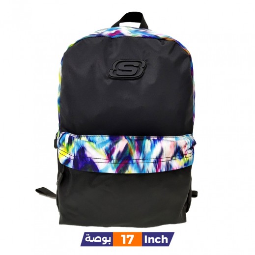  سكيتشرز- شنطة ظهر يطبع ريش 17 بوصة - يتم التوصيل بواسطة توصيل فاست
