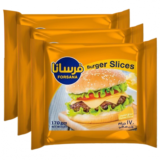 فرسانا -  شرائح جبنة للبرجر 3 × 170 جم - يتم التوصيل بواسطة توصيل فاست