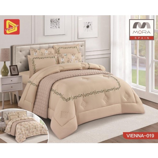 مورا - طقم لحاف سرير فيينا كينج لون نحاسي (7 قطع) - مقاس 240 × 260 سم - يتم التوصيل بواسطة Taw9eel Within 24 Hours