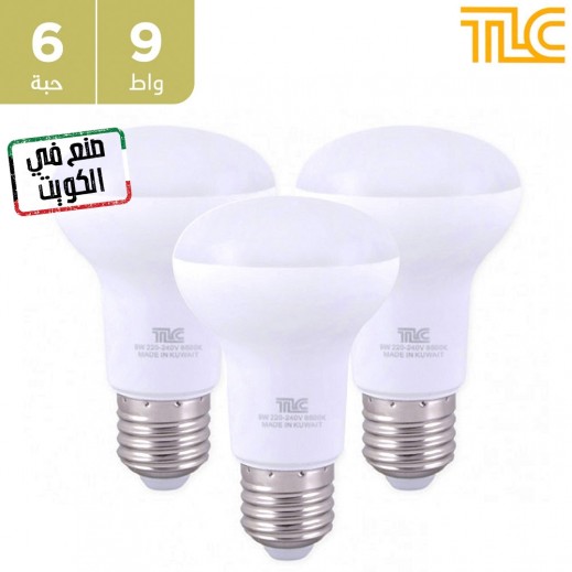 تي إل سي – مصباح إضاءة LED E27 R63 بقوة 9 واط – أصفر - 6 حبة