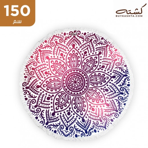 كشته - مفرش دائري 150 سم للشاطئ والمخيم - وردي - يتم التوصيل بواسطة توصيل فاست