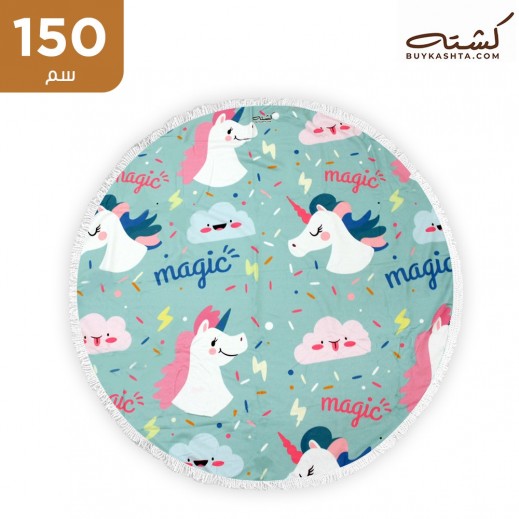 كشته - مفرش دائري 150 سم للشاطئ والمخيم - يونيكورن - يتم التوصيل بواسطة توصيل فاست