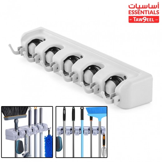 أساسيات من توصيل - حامل ممسحات شديد التحمل مع 5 أماكن و 6 خطافات - يتم التوصيل بواسطة توصيل فاست