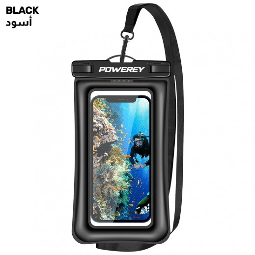 Powerey - 7 inch Floating Waterproof Phone Pouch - Black - يتم التوصيل بواسطة توصيل فاست