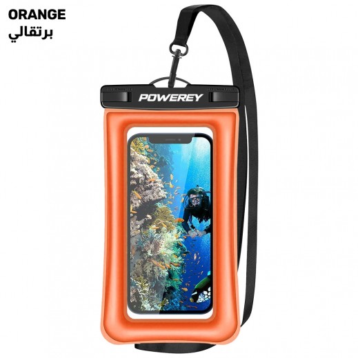Powerey - 7 inch Floating Waterproof Phone Pouch - Orange - يتم التوصيل بواسطة توصيل فاست