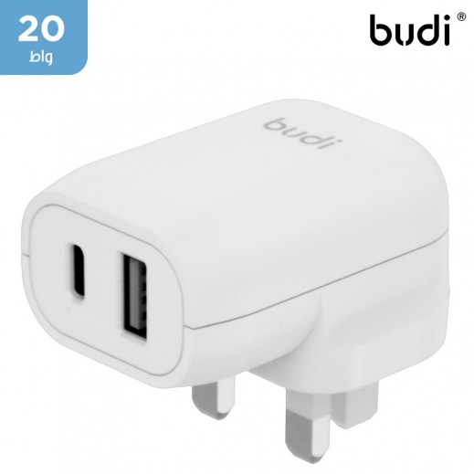 بودي - شاحن بمنفذين 20 واط (PD + QC)  - يتم التوصيل بواسطة توصيل فاست