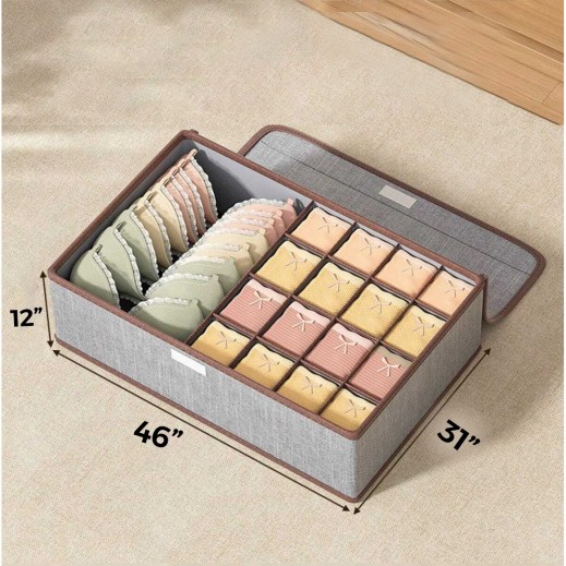 صندوق تخزين الملابس الداخلية مع غطاء من أساسيات توصيل 46 × 31 × 12 سم - يتم التوصيل بواسطة توصيل فاست