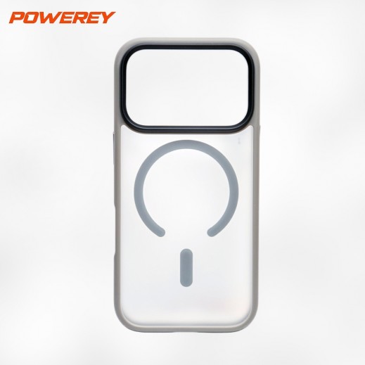 حافظة هاتف ماجسيف فروستد من البولي كربونات والبولي يوريثين لهاتف آيفون 17 برو ماكس من باوري – رمادي - يتم التوصيل بواسطة توصيل فاست