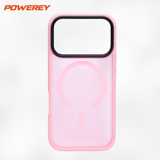 حافظة هاتف ماجسيف فروستد من البولي كربونات والبولي يوريثين لهاتف آيفون 17 برو من باوري – وردي - يتم التوصيل بواسطة توصيل فاست