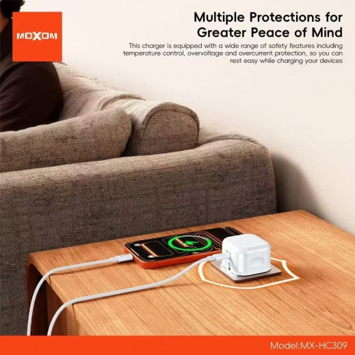 شاحن فائق السرعة من Type-C إلى Type-C 40 واط من موكسوم  - يتم التوصيل بواسطة توصيل فاست