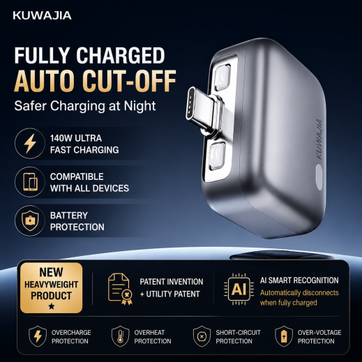 محول شحن ذكي Type-C - 140 واط - يتم التوصيل بواسطة توصيل فاست