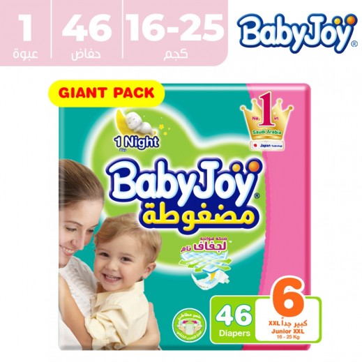 بيبي جوي حفاضات جاينت مقاس 6 (16-25 كجم) 46 حبة - يتم التوصيل بواسطة توصيل فاست
