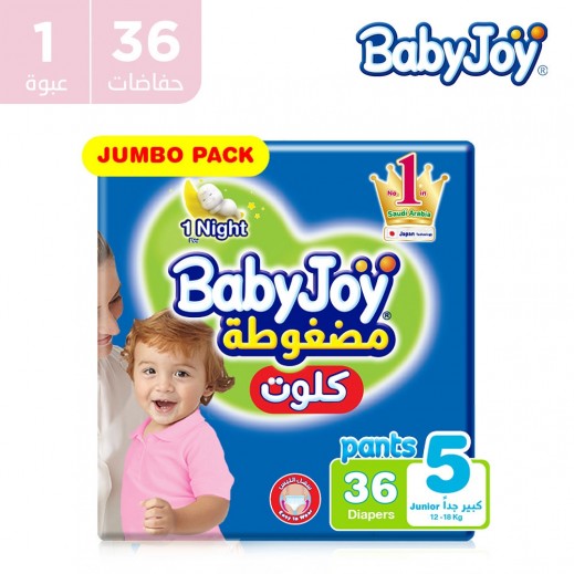 بيبي جوي  - حفاضات أطفال (كيلوت) حجم جونيور مرحلة 5 (12 - 18 كجم) 36 حفاضة  - يتم التوصيل بواسطة توصيل فاست
