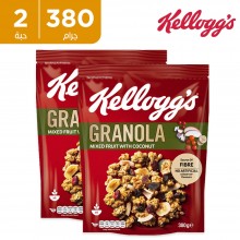 كيلوجز - قطع الشوفان المقرمشة مع الفاكهة المجففة و جوز الهند 2 × 380 جم