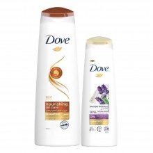 دوف - شامبو الزيوت المغذية للعناية بالشعر 400 مل + شامبو تكثيف بالخزامى 180 مل