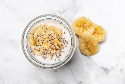 Chia pudding with banana slices