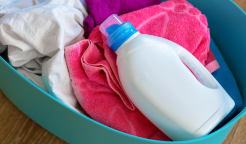 Laundry basket with folded clothes
